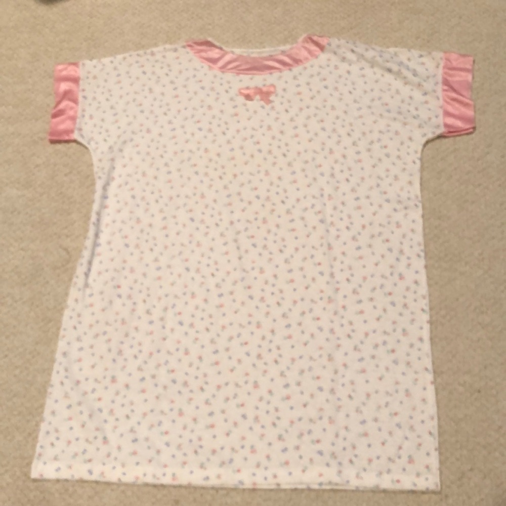 Womens Nightgowns Cute Round Neck Short Sleeve Printed  Night Shirt